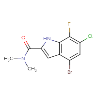 Chemical structure of 4-bromo-6-chloro-7-fluoro-N,N-dimethyl-1H-indole-2-carboxamide - CSSB21255937657
