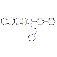 Chemical structure of 7-benzyl-1-[3-(piperidin-1-yl)propyl]-2-[4-(pyridin-4-yl)phenyl]-1H,5H,6H-imidazo[4,5-g]quinoxalin-6-one - CSSB02495332896