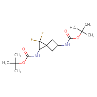 Chemical structure of tert-butyl N-(2-{[(tert-butoxy)carbonyl]amino}-1,1-difluorospiro[2.3]hexan-5-yl)carbamate - CSMB21123234329