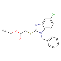 Chemical structure of ethyl 2-[(1-benzyl-5-chloro-1H-1,3-benzodiazol-2-yl)sulfanyl]acetate - CSSB00105848071