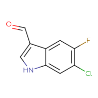 Chemical structure of 6-chloro-5-fluoro-1H-indole-3-carbaldehyde - CSSB00009854997