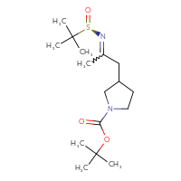 Chemical structure of tert-butyl 3-(2-{[(R)-2-methylpropane-2-sulfinyl]imino}propyl)pyrrolidine-1-carboxylate - CSSB21331811473