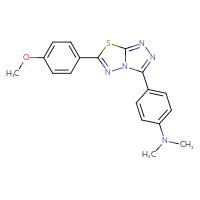 Chemical structure of 4-[6-(4-methoxyphenyl)-[1,2,4]triazolo[3,4-b][1,3,4]thiadiazol-3-yl]-N,N-dimethylaniline - CSSB00121637280