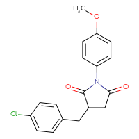 Chemical structure of 3-[(4-chlorophenyl)methyl]-1-(4-methoxyphenyl)pyrrolidine-2,5-dione - CSSB00160254316