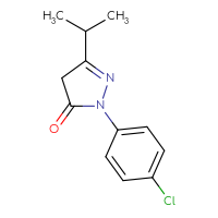 Chemical structure of 1-(4-chlorophenyl)-3-(propan-2-yl)-4,5-dihydro-1H-pyrazol-5-one - CSSB00000258300