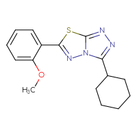 Chemical structure of 3-cyclohexyl-6-(2-methoxyphenyl)-[1,2,4]triazolo[3,4-b][1,3,4]thiadiazole - CSSB00121606665