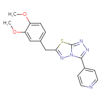 Chemical structure of 4-{6-[(3,4-dimethoxyphenyl)methyl]-[1,2,4]triazolo[3,4-b][1,3,4]thiadiazol-3-yl}pyridine - CSSB00121637669