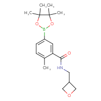 Chemical structure of 2-methyl-N-[(oxetan-3-yl)methyl]-5-(4,4,5,5-tetramethyl-1,3,2-dioxaborolan-2-yl)benzamide - CSSB02526775792