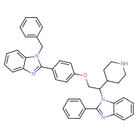 Chemical structure of 1-benzyl-2-{4-[2-(2-phenyl-1H-1,3-benzodiazol-1-yl)-2-(piperidin-4-yl)ethoxy]phenyl}-1H-1,3-benzodiazole - CSSB00121571938