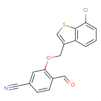 Chemical structure of 3-[(7-chloro-1-benzothiophen-3-yl)methoxy]-4-formylbenzonitrile - CSSB21349270641