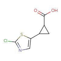 Chemical structure of 2-(2-chloro-1,3-thiazol-5-yl)cyclopropane-1-carboxylic acid - CSSB00103136442