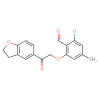 Chemical structure of 2-chloro-6-[2-(2,3-dihydro-1-benzofuran-5-yl)-2-oxoethoxy]-4-methylbenzaldehyde - CSSB21414459120