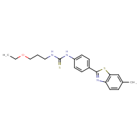 Chemical structure of 3-(3-ethoxypropyl)-1-[4-(6-methyl-1,3-benzothiazol-2-yl)phenyl]thiourea - CSSB21432549273