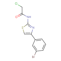 Chemical structure of N-[4-(3-bromophenyl)-1,3-thiazol-2-yl]-2-chloroacetamide - CSSB00000261074