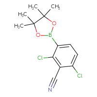 Chemical structure of 2,6-dichloro-3-(4,4,5,5-tetramethyl-1,3,2-dioxaborolan-2-yl)benzonitrile - CSSB00134834579