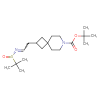 Chemical structure of tert-butyl 2-(2-{[(S)-2-methylpropane-2-sulfinyl]imino}ethyl)-7-azaspiro[3.5]nonane-7-carboxylate - CSSB21332860449