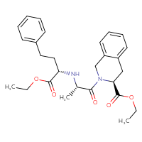 Chemical structure of ethyl (3S)-2-[(2S)-2-{[(2S)-1-ethoxy-1-oxo-4-phenylbutan-2-yl]amino}propanoyl]-1,2,3,4-tetrahydroisoquinoline-3-carboxylate - CSSB00102511366
