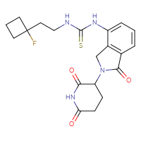 Chemical structure of 1-[2-(2,6-dioxopiperidin-3-yl)-1-oxo-2,3-dihydro-1H-isoindol-4-yl]-3-[2-(1-fluorocyclobutyl)ethyl]thiourea - CSSB21432533987