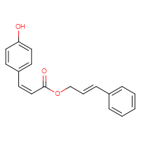 Chemical structure of (2E)-3-phenylprop-2-en-1-yl (2Z)-3-(4-hydroxyphenyl)prop-2-enoate - CSSB06256040433