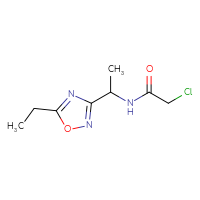 Chemical structure of 2-chloro-N-[1-(5-ethyl-1,2,4-oxadiazol-3-yl)ethyl]acetamide - CSSB07101296199