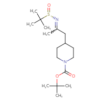 Chemical structure of tert-butyl 4-(2-{[(S)-2-methylpropane-2-sulfinyl]imino}propyl)piperidine-1-carboxylate - CSSB21332860346