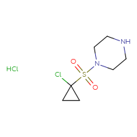 Chemical structure of 1-[(1-chlorocyclopropyl)sulfonyl]piperazine hydrochloride - CSSB21495907466