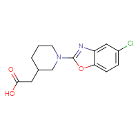 Chemical structure of 2-[1-(5-chloro-1,3-benzoxazol-2-yl)piperidin-3-yl]acetic acid - CSSB00020595371