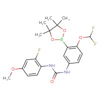 Chemical structure of 1-[4-(difluoromethoxy)-3-(4,4,5,5-tetramethyl-1,3,2-dioxaborolan-2-yl)phenyl]-3-(2-fluoro-4-methoxyphenyl)urea - CSSB21332091261