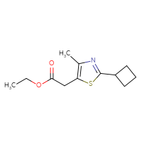 Chemical structure of ethyl 2-(2-cyclobutyl-4-methyl-1,3-thiazol-5-yl)acetate - CSSB00014857042