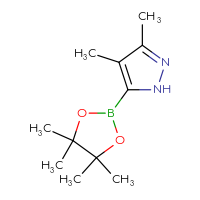 Chemical structure of 3,4-dimethyl-5-(4,4,5,5-tetramethyl-1,3,2-dioxaborolan-2-yl)-1H-pyrazole - CSSB00010134317