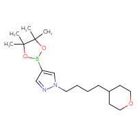 Chemical structure of 1-[4-(oxan-4-yl)butyl]-4-(4,4,5,5-tetramethyl-1,3,2-dioxaborolan-2-yl)-1H-pyrazole - CSSB00022280742