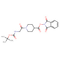 Chemical structure of 1,3-dioxo-2,3-dihydro-1H-isoindol-2-yl 1-(2-{[(tert-butoxy)carbonyl]amino}acetyl)piperidine-4-carboxylate - CSSB17484212709