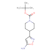 Chemical structure of tert-butyl 4-(5-amino-1,2-oxazol-3-yl)piperidine-1-carboxylate - CSSB00010187726