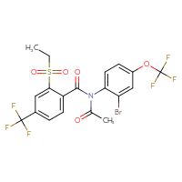 Chemical structure of N-[2-bromo-4-(trifluoromethoxy)phenyl]-N-[2-(ethanesulfonyl)-4-(trifluoromethyl)benzoyl]acetamide - CSSB06354213934