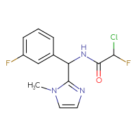 Chemical structure of 2-chloro-2-fluoro-N-[(3-fluorophenyl)(1-methyl-1H-imidazol-2-yl)methyl]acetamide - CSSB21332120530