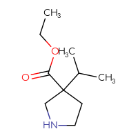 Chemical structure of ethyl 3-(propan-2-yl)pyrrolidine-3-carboxylate - CSSB00000719686