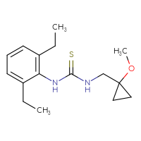 Chemical structure of 1-(2,6-diethylphenyl)-3-[(1-methoxycyclopropyl)methyl]thiourea - CSSB01893921403
