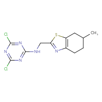 Chemical structure of 4,6-dichloro-N-[(6-methyl-4,5,6,7-tetrahydro-1,3-benzothiazol-2-yl)methyl]-1,3,5-triazin-2-amine - CSSB06605888880