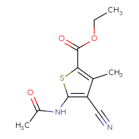 Chemical structure of ethyl 4-cyano-5-acetamido-3-methylthiophene-2-carboxylate - CSSB00015242434