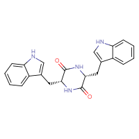 Chemical structure of (3R,6R)-3,6-bis[(1H-indol-3-yl)methyl]piperazine-2,5-dione - CSSB00153395440