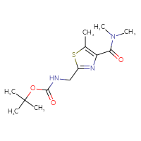 Chemical structure of tert-butyl N-{[4-(dimethylcarbamoyl)-5-methyl-1,3-thiazol-2-yl]methyl}carbamate - CSSB02038531751