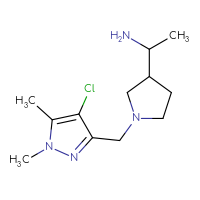 Chemical structure of 1-{1-[(4-chloro-1,5-dimethyl-1H-pyrazol-3-yl)methyl]pyrrolidin-3-yl}ethan-1-amine - CSSS00133150364
