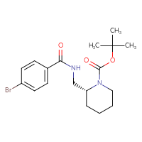 Chemical structure of tert-butyl (2R)-2-{[(4-bromophenyl)formamido]methyl}piperidine-1-carboxylate - CSSB02164837302