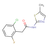 Chemical structure of 2-(2-chloro-6-fluorophenyl)-N-(5-methyl-1,3-thiazol-2-yl)acetamide - CSSB00027876172
