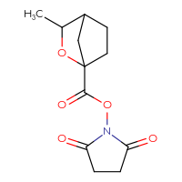 Chemical structure of 2,5-dioxopyrrolidin-1-yl 3-methyl-2-oxabicyclo[2.2.1]heptane-1-carboxylate - CSSB02195764479