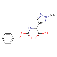 Chemical structure of 2-{[(benzyloxy)carbonyl]amino}-2-(1-methyl-1H-pyrazol-4-yl)acetic acid - CSSB00012005788