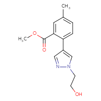 Chemical structure of methyl 2-[1-(2-hydroxyethyl)-1H-pyrazol-4-yl]-5-methylbenzoate - CSSB06587698676