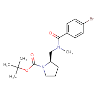 Chemical structure of tert-butyl (2R)-2-{[1-(4-bromophenyl)-N-methylformamido]methyl}pyrrolidine-1-carboxylate - CSSB02156889450