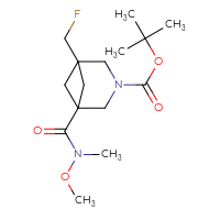 Chemical structure of tert-butyl 1-(fluoromethyl)-5-[methoxy(methyl)carbamoyl]-3-azabicyclo[3.1.1]heptane-3-carboxylate - CSSB20495551812