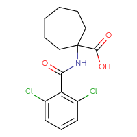 Chemical structure of 1-(2,6-dichlorobenzamido)cycloheptane-1-carboxylic acid - CSSB00025739625